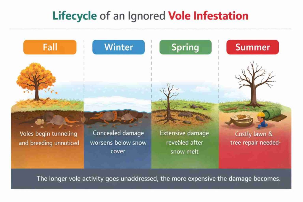 Lifecycle of an ignored vole infestation